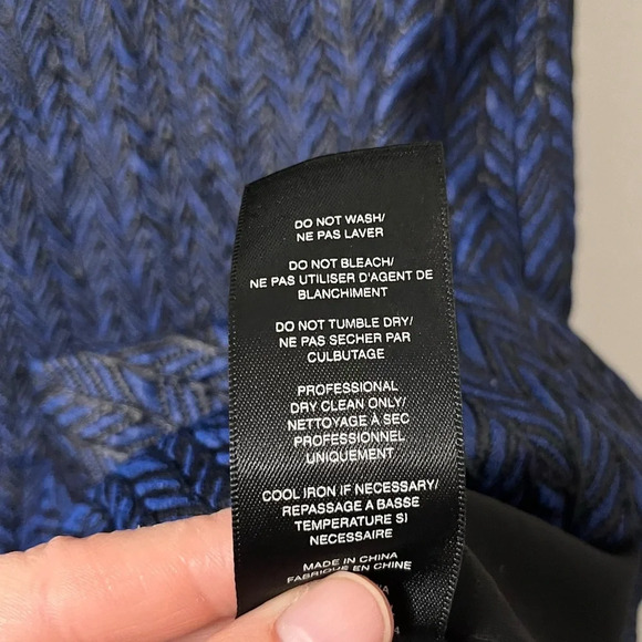 Alice & Olivia Dress Women's 6 Liv Blue Herringbone Jacquard Drop Waist Party - Picture 8 of 9